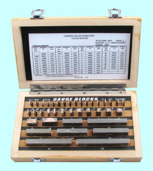 Наборы концевых мер длины № 2, кл.точн.1 (38 мер от 1,005 до 100мм) "CNIC" (ALDS 38) — фото товара