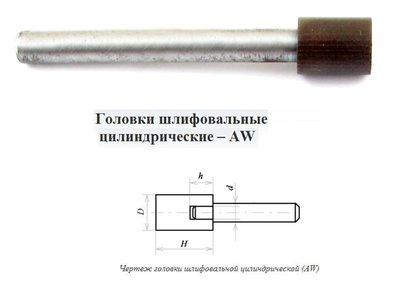 Головка алмазная цилиндрическая d 6,0х 3х 6х60мм AW(ГЦ) SSD-2(АС4)  80/63 100% В2-01 с хвостовиком "CNIC" — фото товара